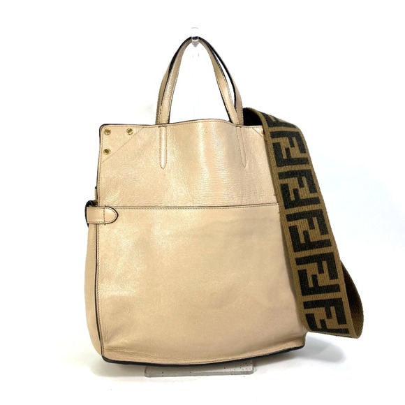 FENDI Cream Zucca Shoulder Bag